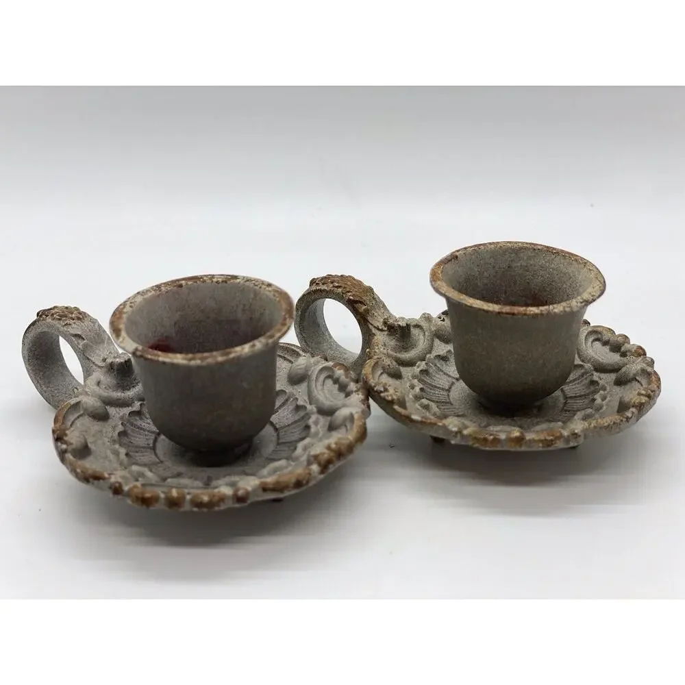 Vintage Candlestick Holders-Set Of 2 Approx 3.5”x 2.5”x 1”